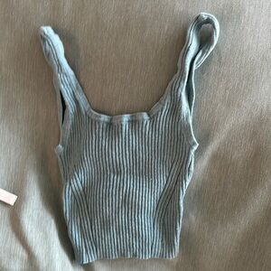 Everlane Gray Tan Ribbed Crop Tank Top